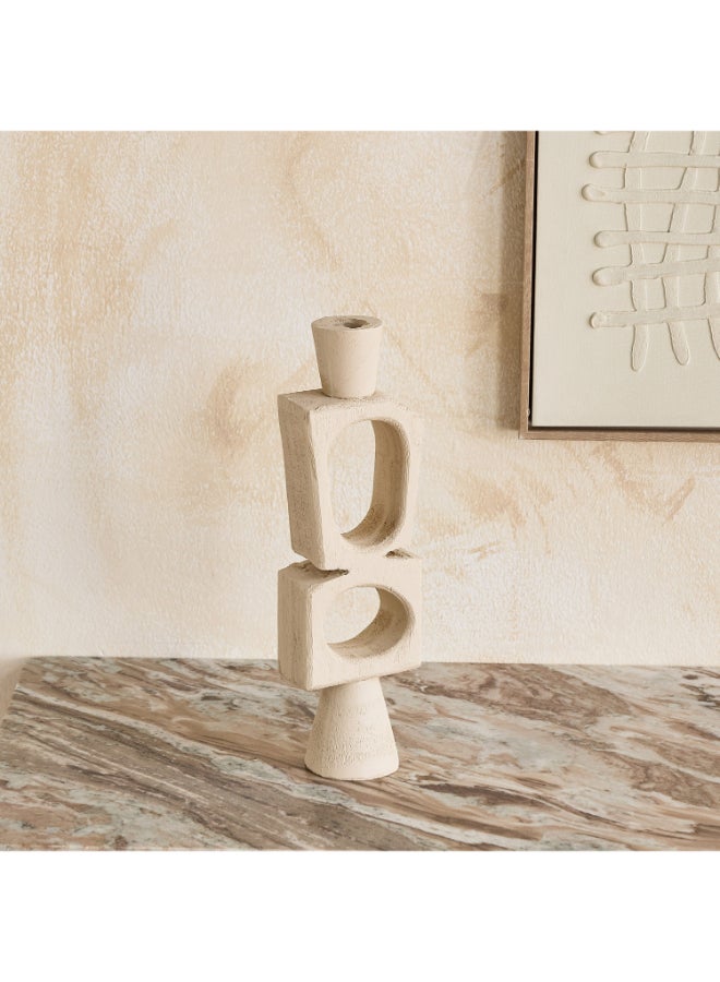 Home Box Decorative Resin Taper Candleholder - Beige - Image 2